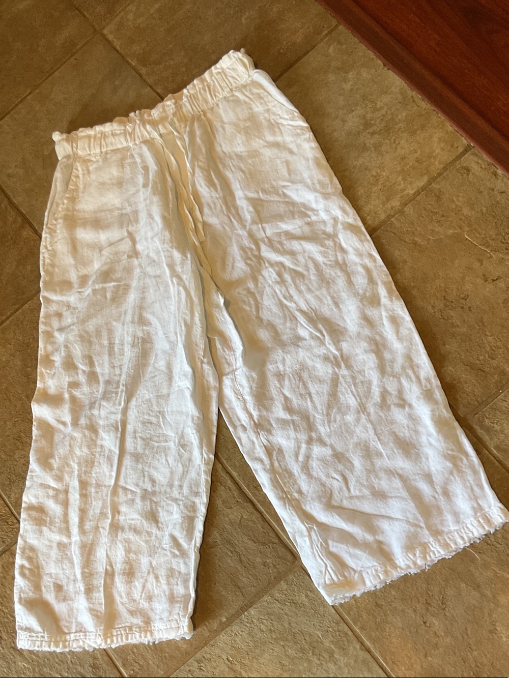cloth & stone Cream Lightweight Gauze Pants 100% linen size M & pockets